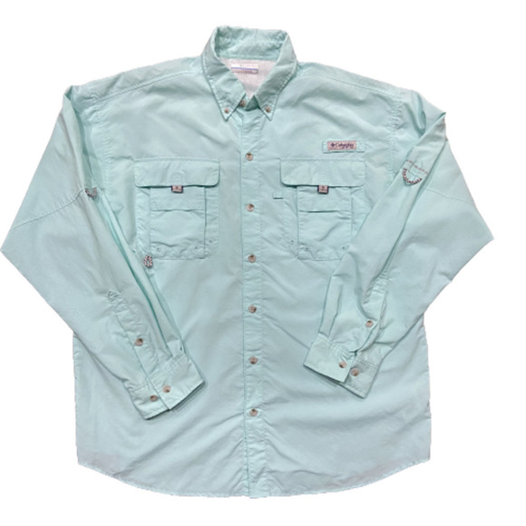 Columbia PFG Teal Green Fishing Outdoor Button Down Shirt Men's Size M - Picture 8 of 8